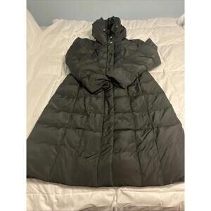 Cole Haan Women's 40" Signature Hooded Taffeta Down Coat Black Size Medium